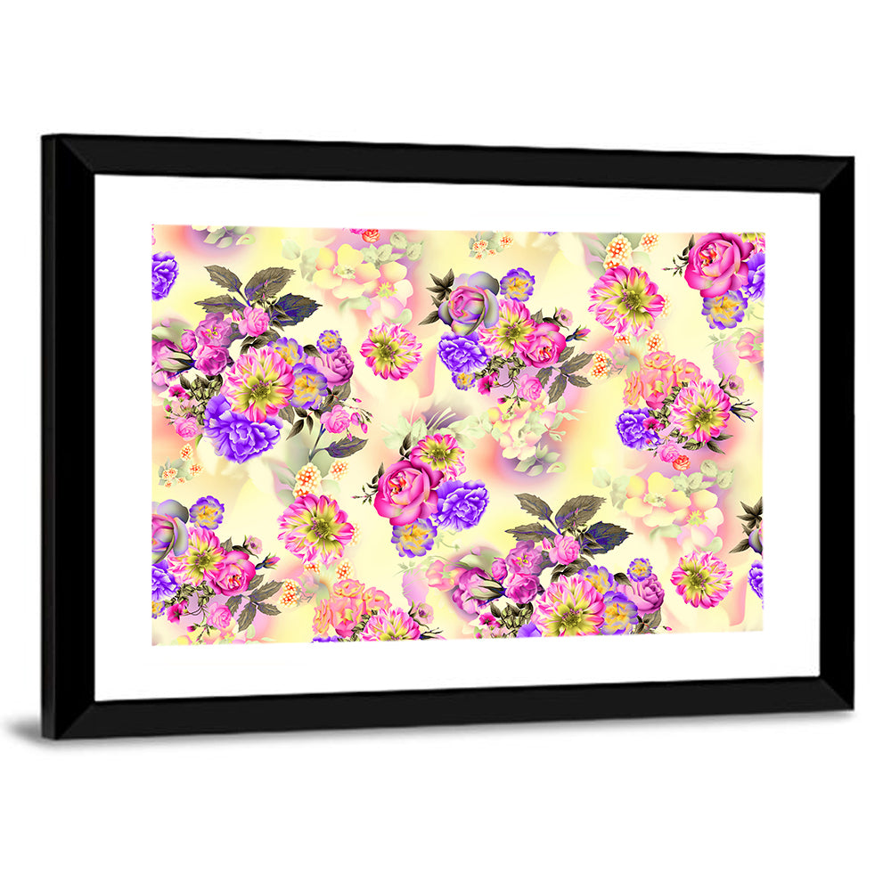 Summer Roses and Iris Pattern Wall Art