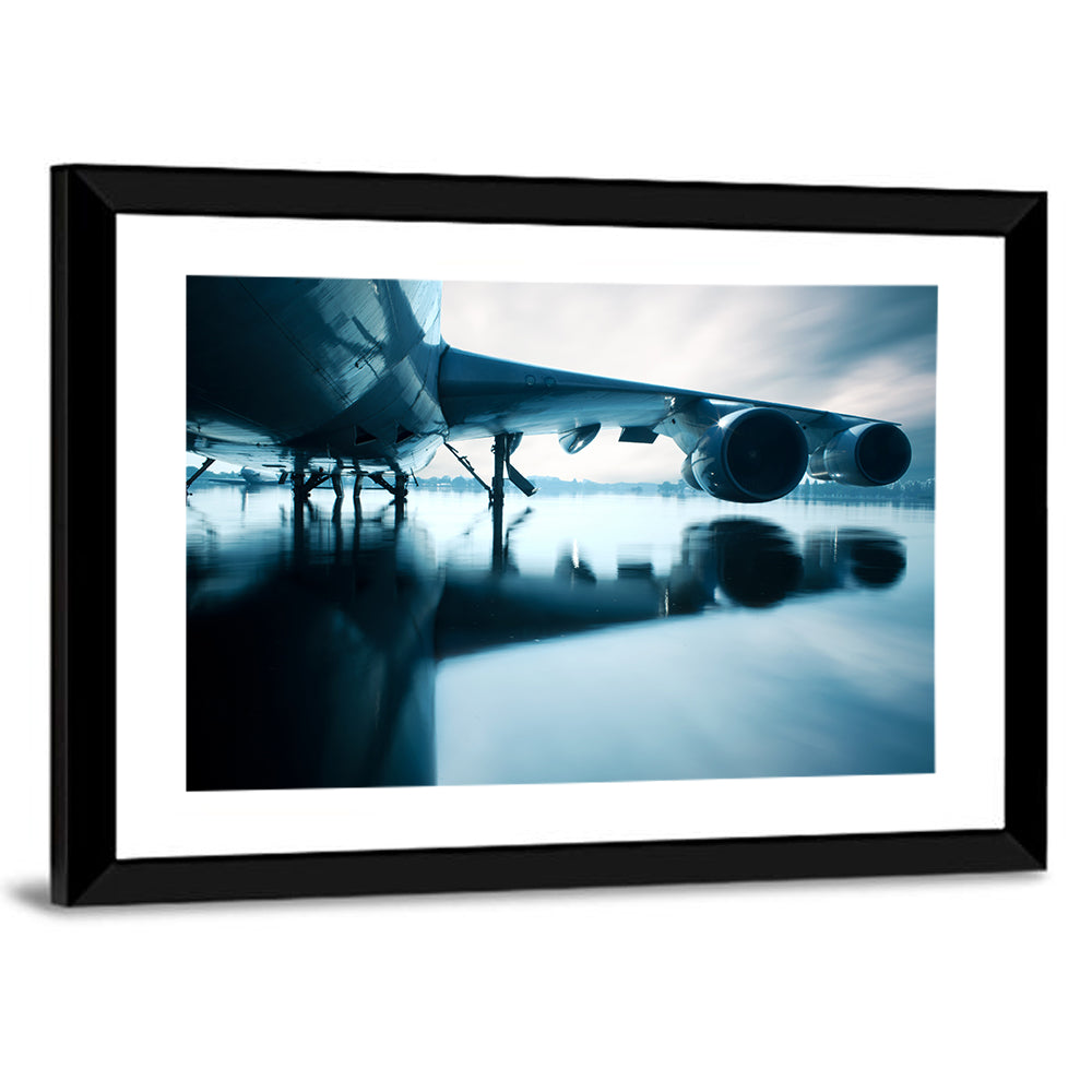 Aircraft Over Reflective Water Wall Art