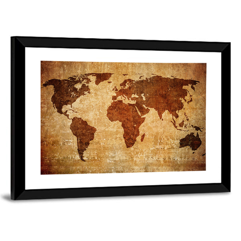 Grunge World Map Wall Art