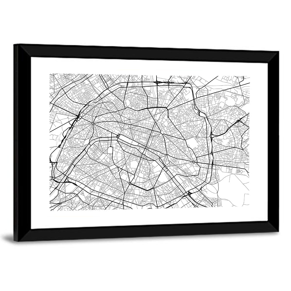 Paris Street Grid Map Wall Art