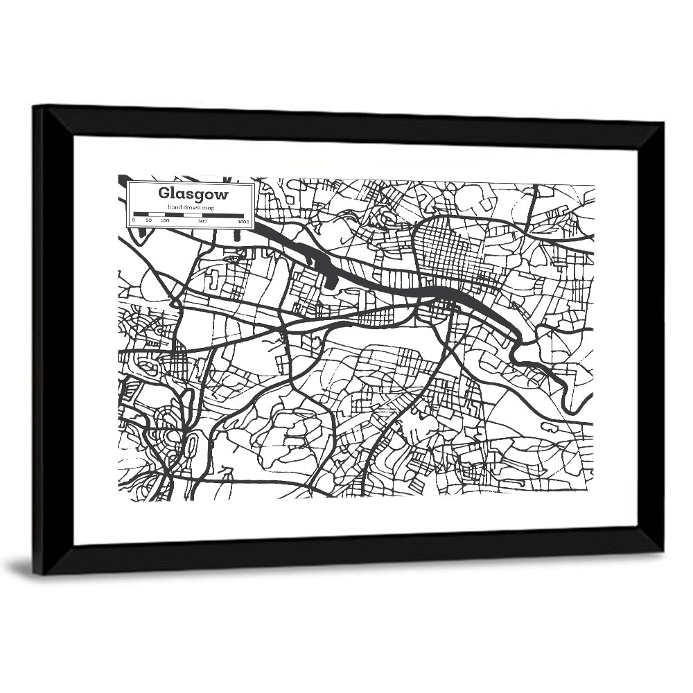 Glasgow City Map Wall Art