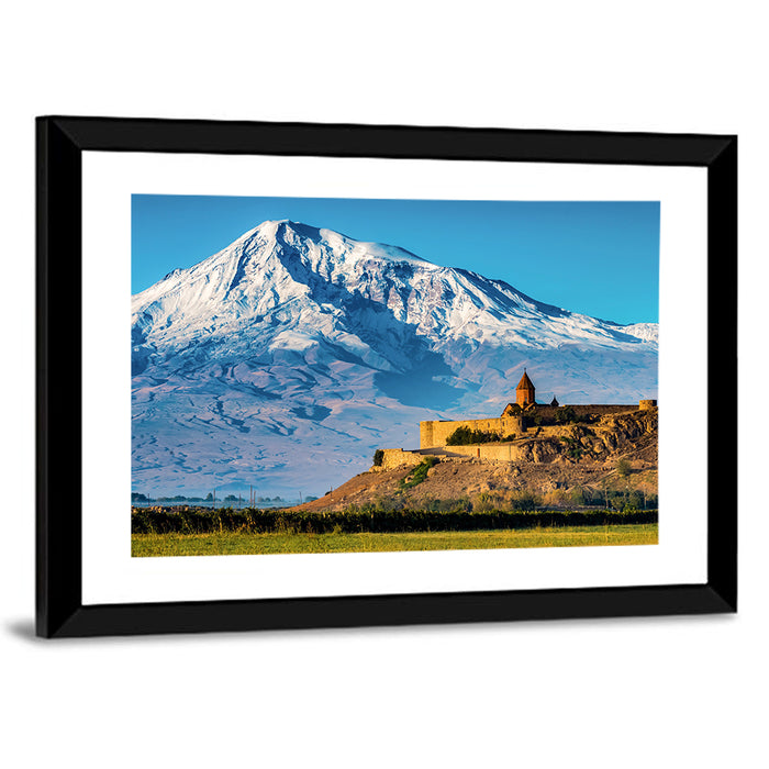 Khor Virap and Mount Ararat at Golden Hour Wall Art as a framed print