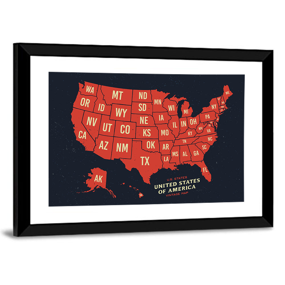 American States Map Wall Art