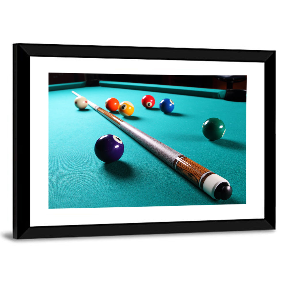 Billiard Cue on Green Felt Wall Art