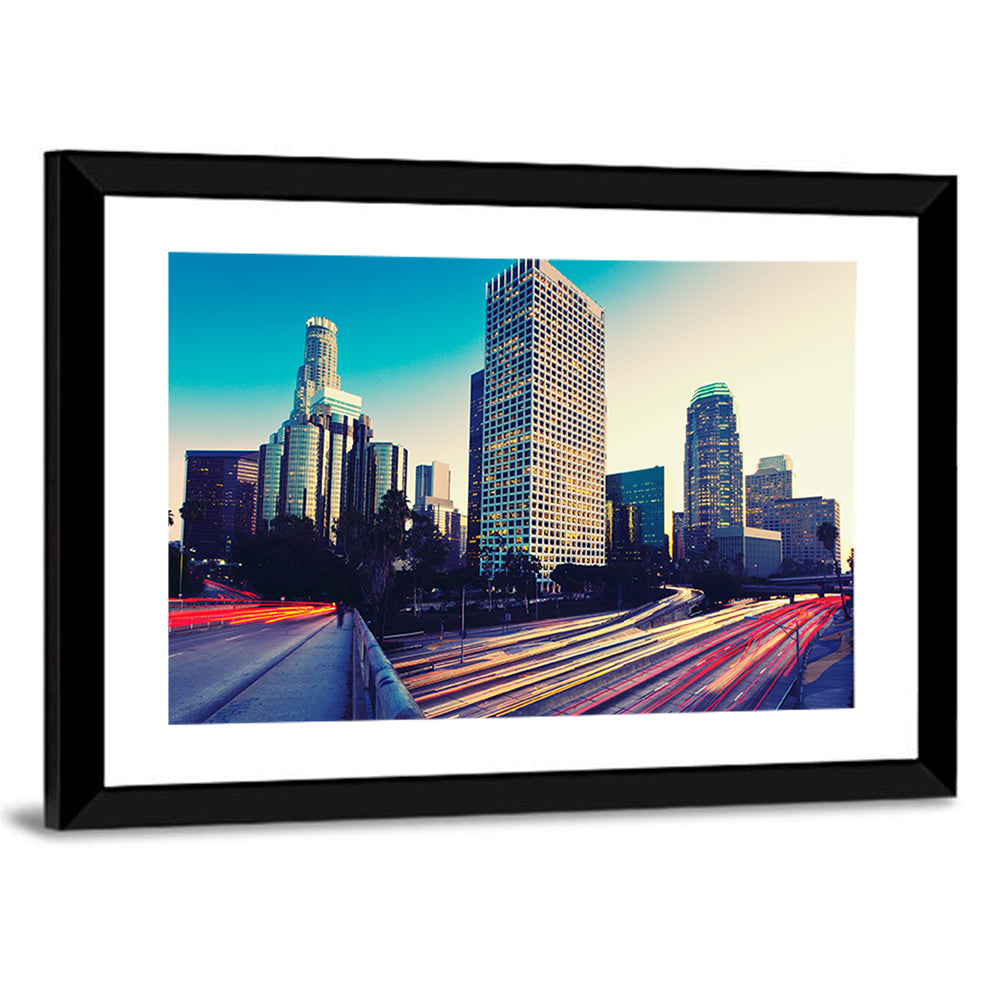 Los Angeles Night Skyline with U.s. Bank Tower Wall Art