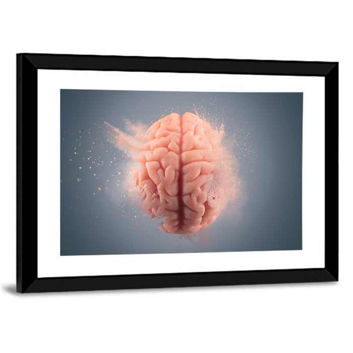 Anatomical Brain with Particles Wall Art as a framed print