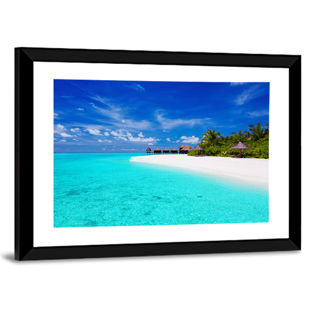 Turquoise Island with Water Bungalows Wall Art