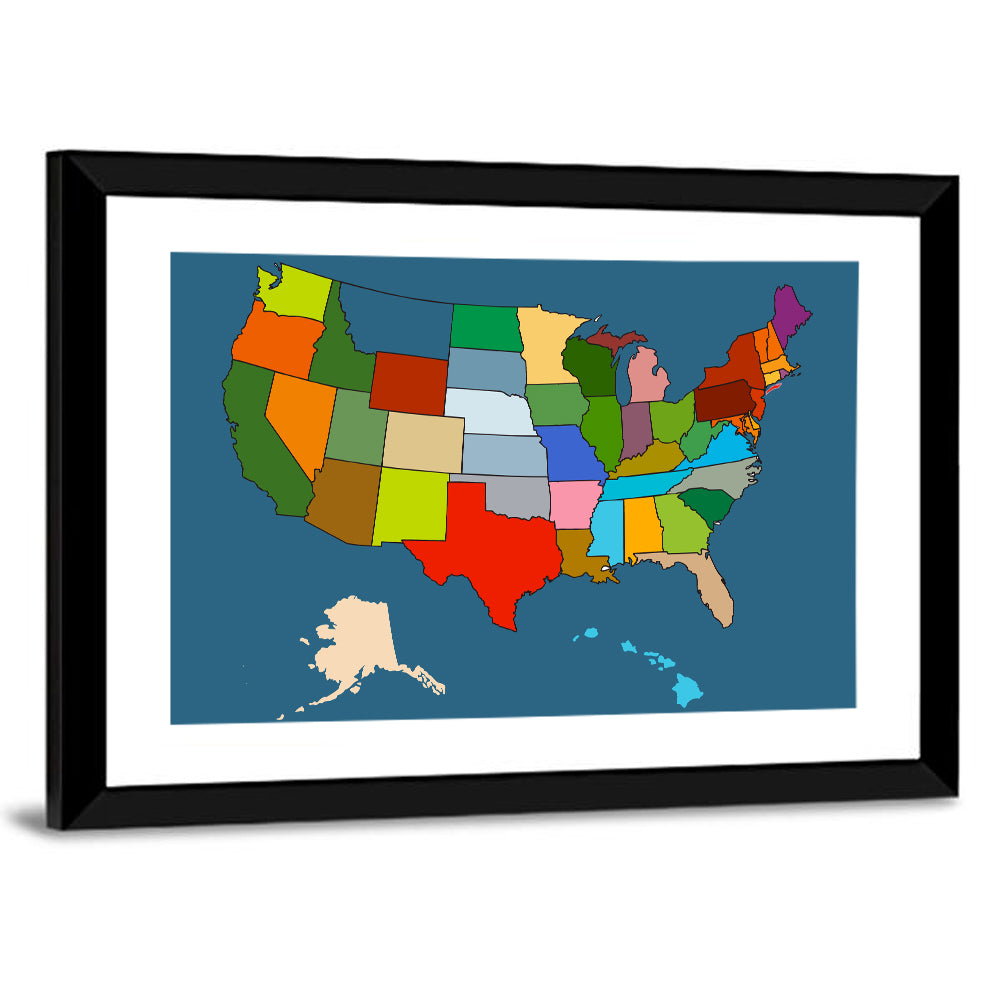 Color-blocked United States Map Wall Art
