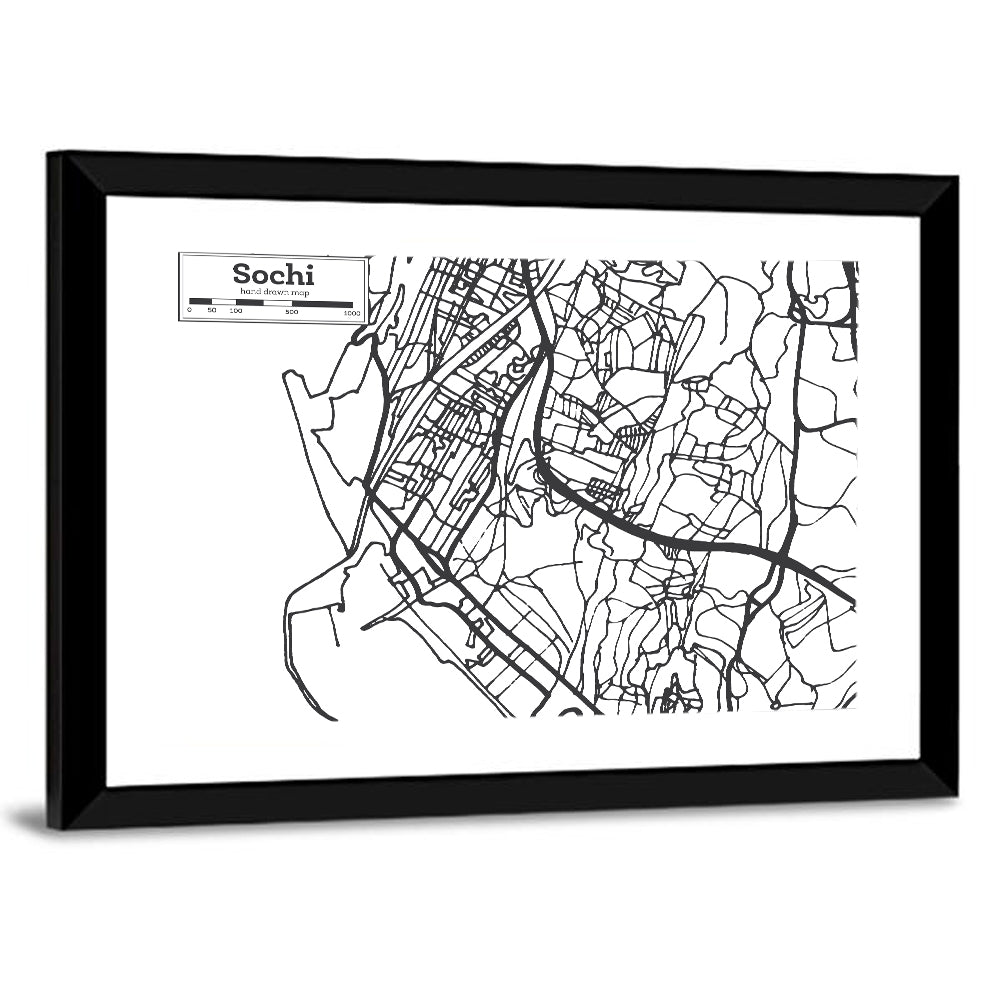 Sochi Street Grid Map Wall Art
