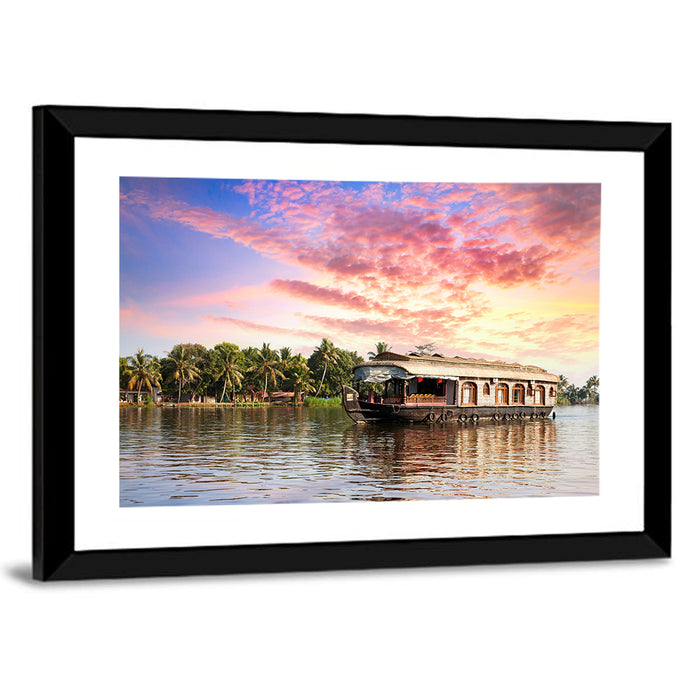 Houseboat at Sunset Wall Art as a framed print