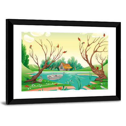 Scenic Village Illustration Wall Art