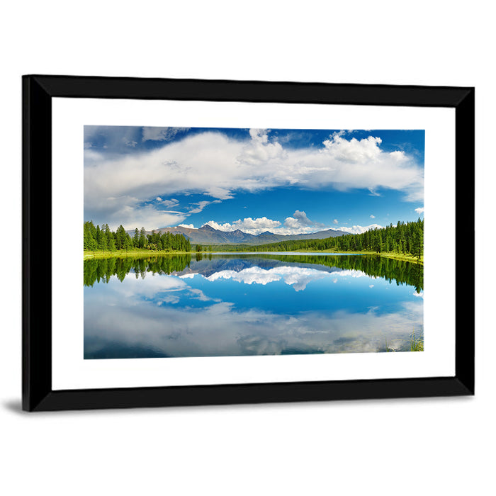 Mirror Lake in Altai Mountains Wall Art as a framed print