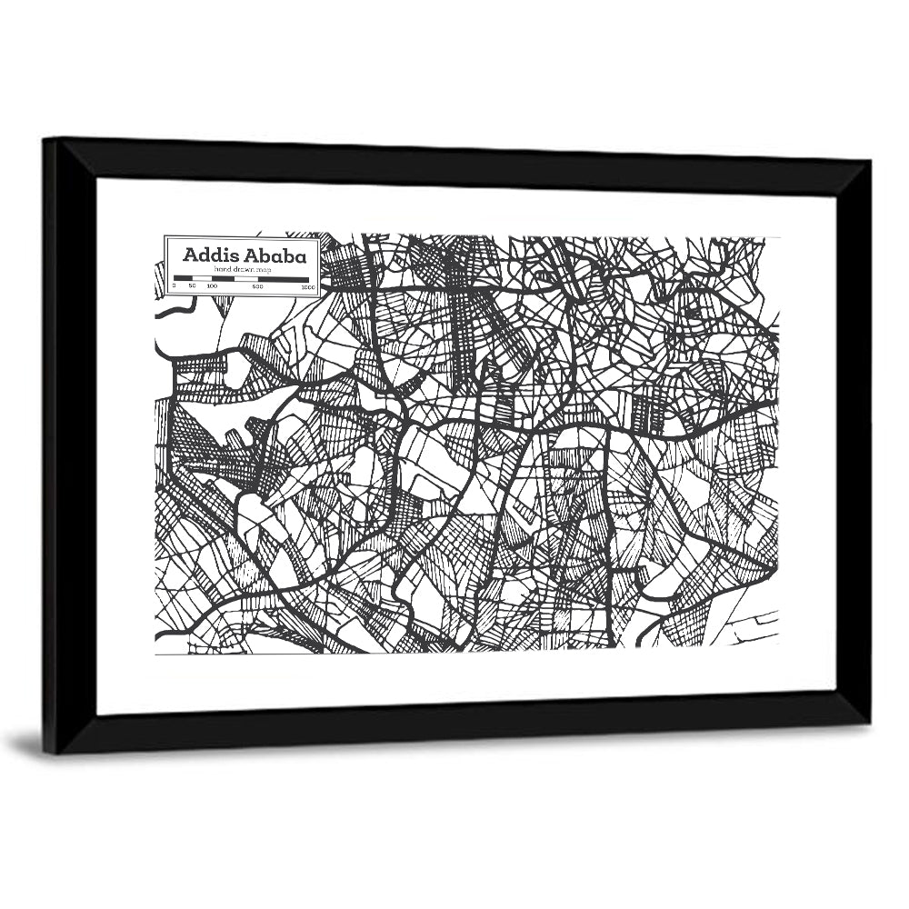 Addis Ababa Hand-drawn Map Wall Art