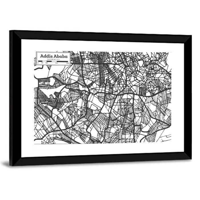 Addis Ababa Hand-drawn Map Wall Art as a framed print
