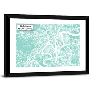 Brisbane City Map Wall Art