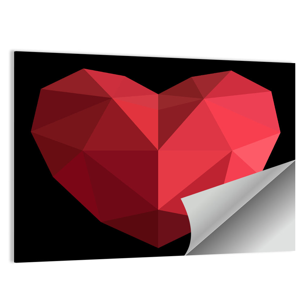 Red Geometric Heart Wall Art