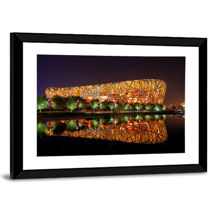 Beijing National Stadium at Night Wall Art as a framed print