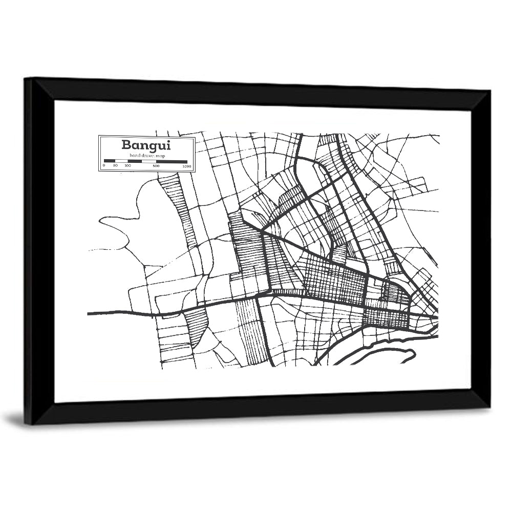 Bangui City Map Wall Art