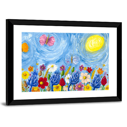 Colorful Flowers Illustration Wall Art