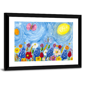 Colorful Flowers Illustration Wall Art