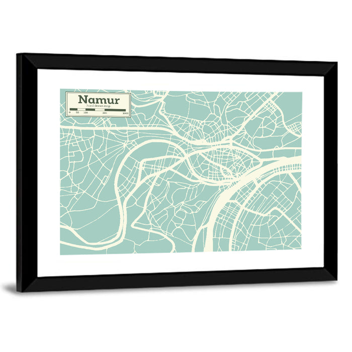 Namur Aerial Map Wall Art as a framed print