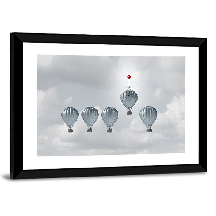 Hot Air Balloon Race with Red Accent Wall Art as a framed print