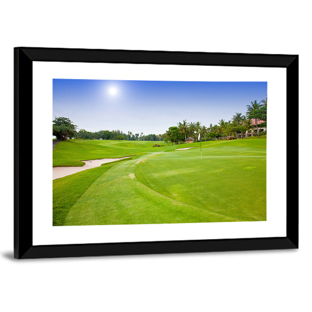 Sunny Putting Green with Palm Trees Wall Art
