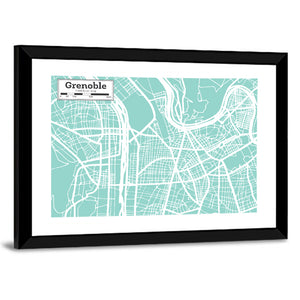 Grenoble City Map Wall Art