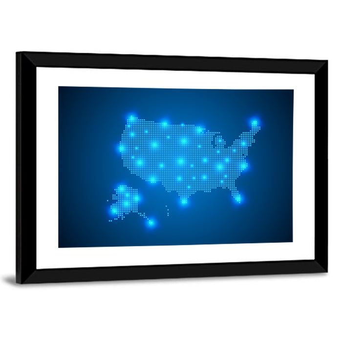 United States Digital Network Map Wall Art as a framed print