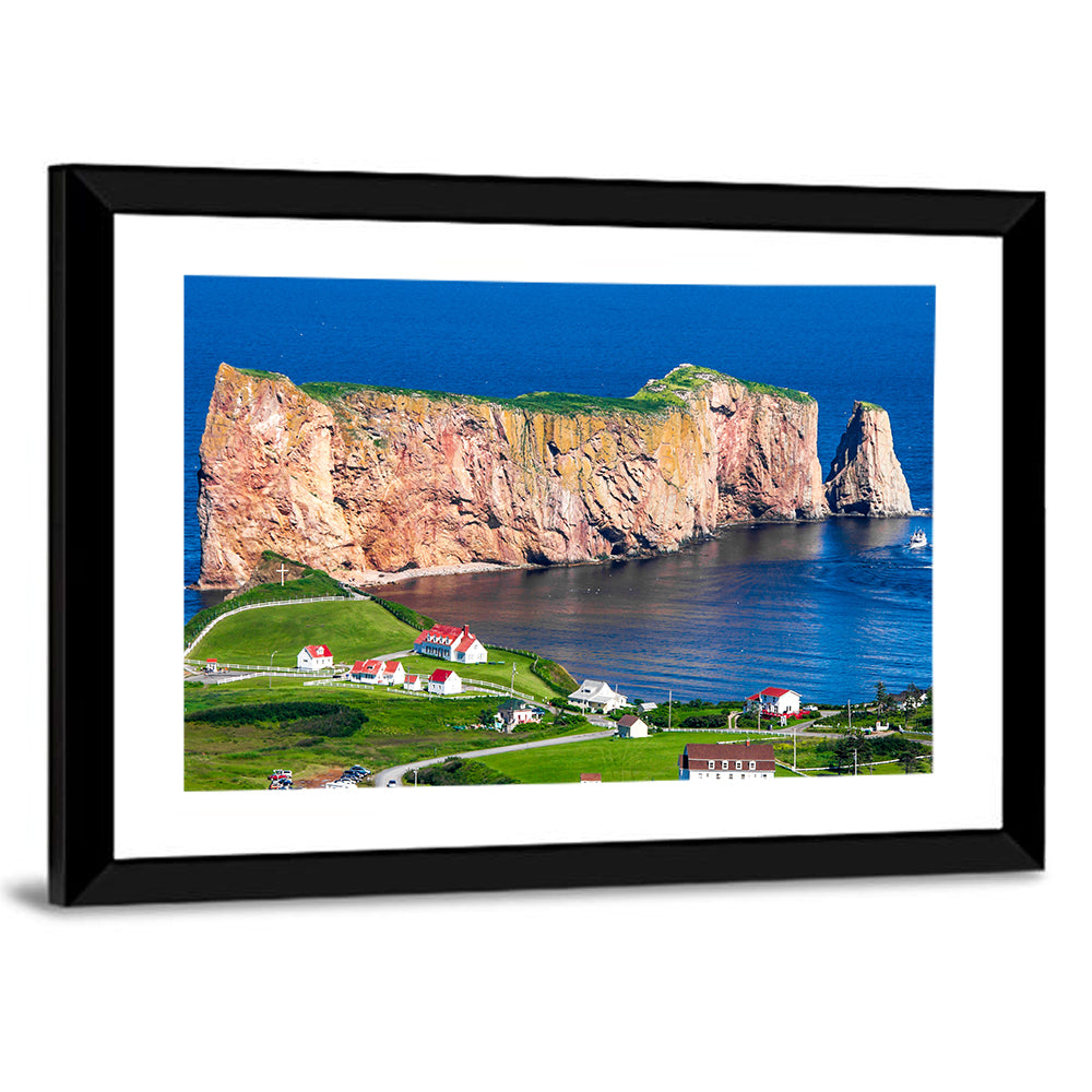 Percé Rock and Coastal Village, Quebec Wall Art