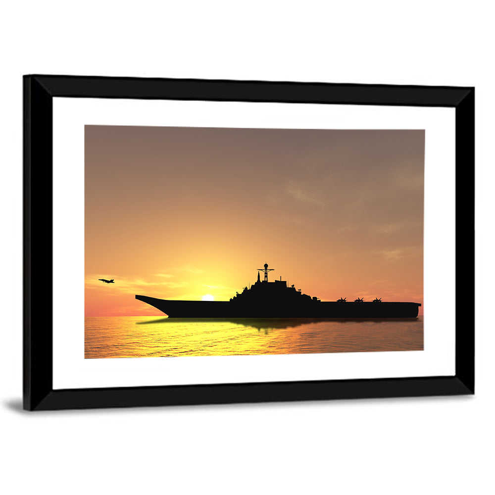 Aircraft Carrier at Sunset Wall Art