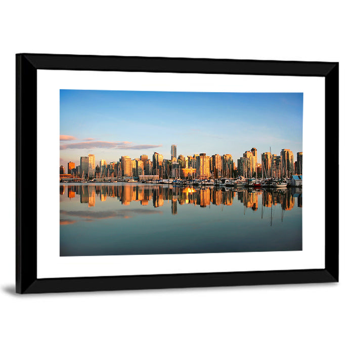 Coal Harbour Vancouver Skyline Wall Art as a framed print