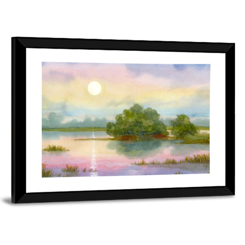 Golden Hour Sunrise Over Lake Wall Art