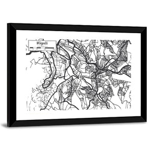 Kigali City Map In Rwanda Wall Art