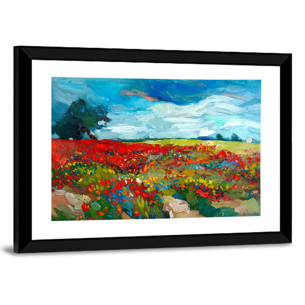 Impressionist Poppy Field Wall Art