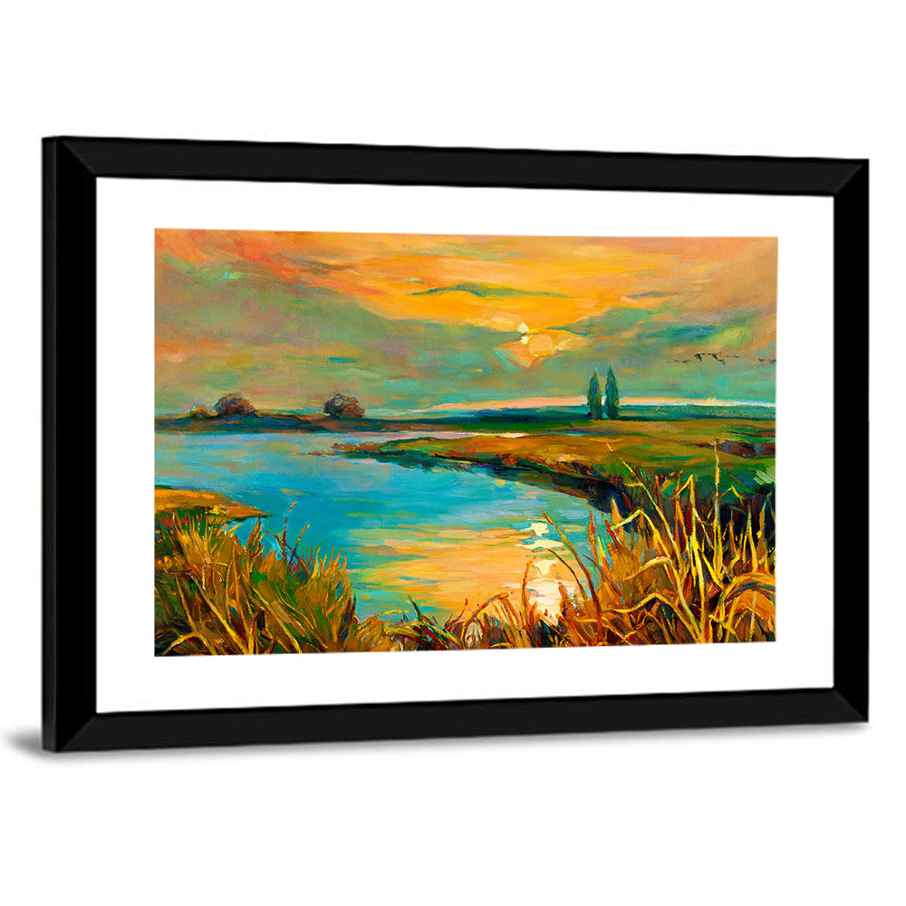 Rural Lake at Sunset Wall Art