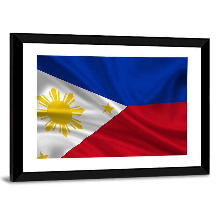 Philippine Flag with Stylized Sun Wall Art as a framed print