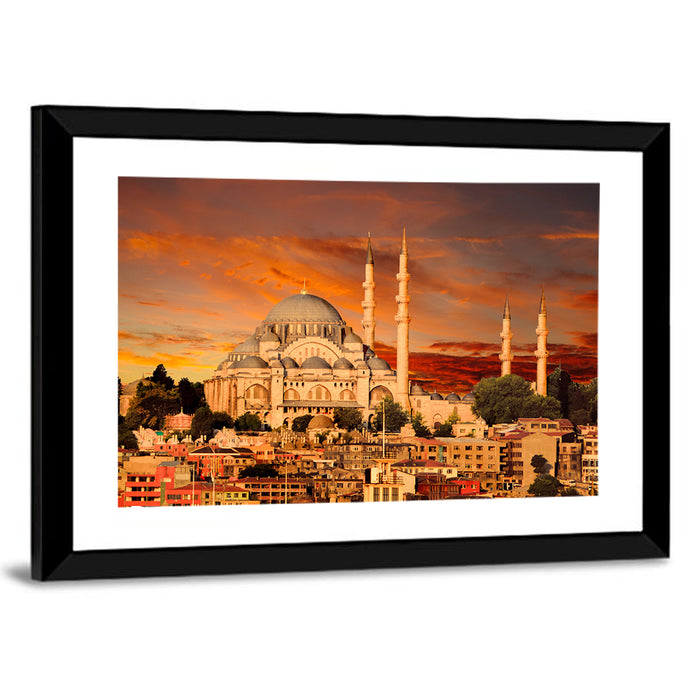 Suleymaniye Mosque at Dusk Wall Art as a framed print