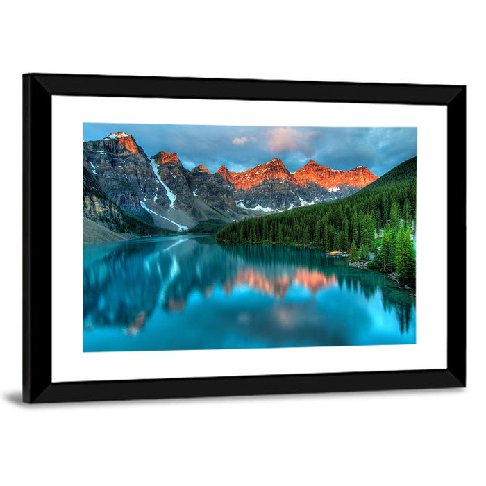 Moraine Lake at Golden Hour Wall Art as a framed print