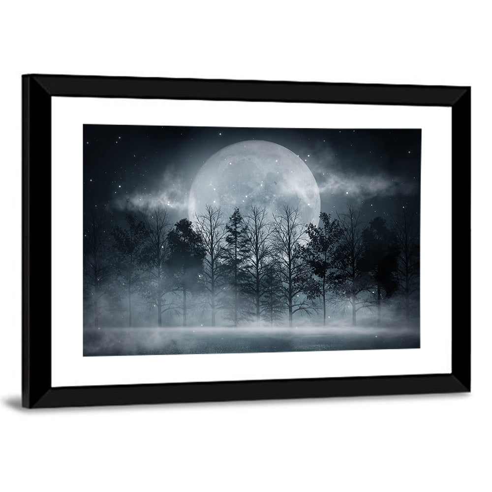 Dark Forest In Moonlight Wall Art