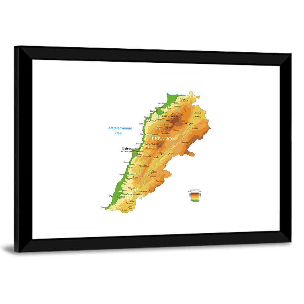 Lebanon Terrain Map Wall Art
