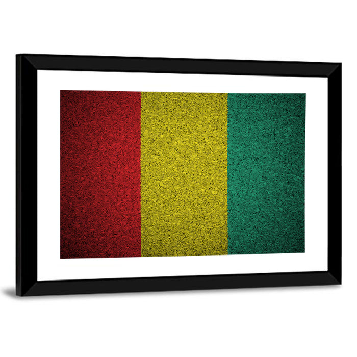 Textured Guinean Flag Wall Art as a framed print