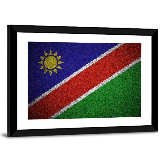 Namibian Flag Graphic Wall Art as a framed print