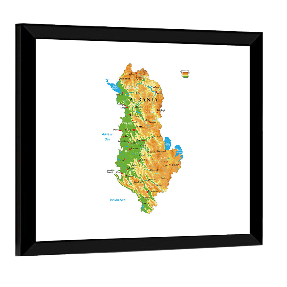 Albania Terrain Map Wall Art