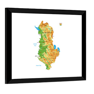 Albania Physical Map Wall Art