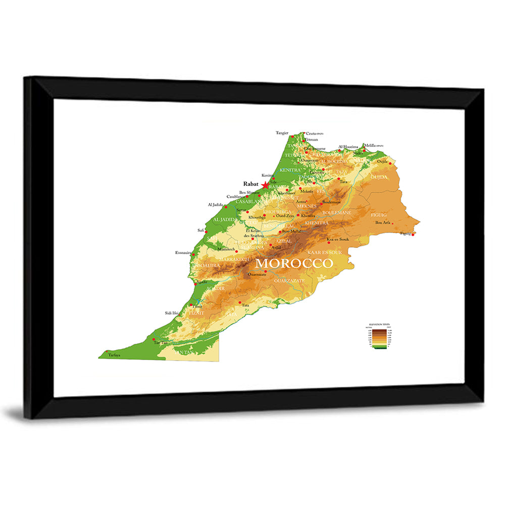 Morocco Topographic Map Wall Art