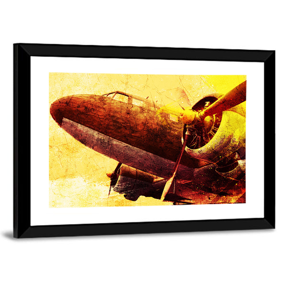 Grunge Military Propeller Plane Wall Art
