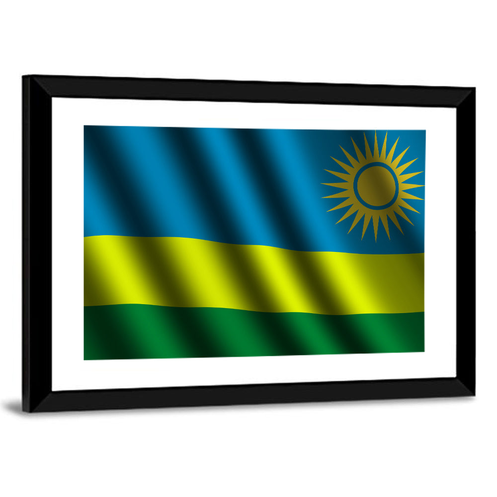 Rwandan Flag with Golden Sun Wall Art