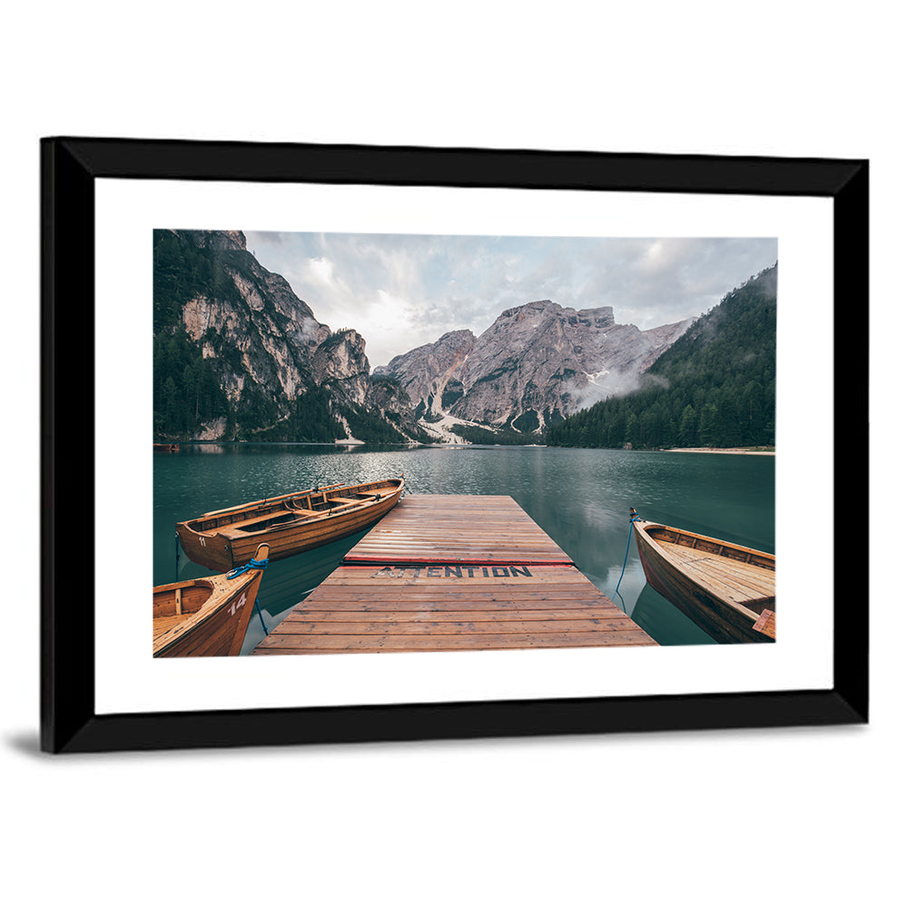 Lago Di Braies Dock, Dolomites Wall Art