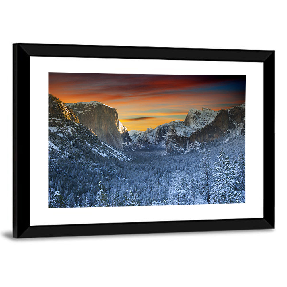 Yosemite Valley Winter Sunset Wall Art